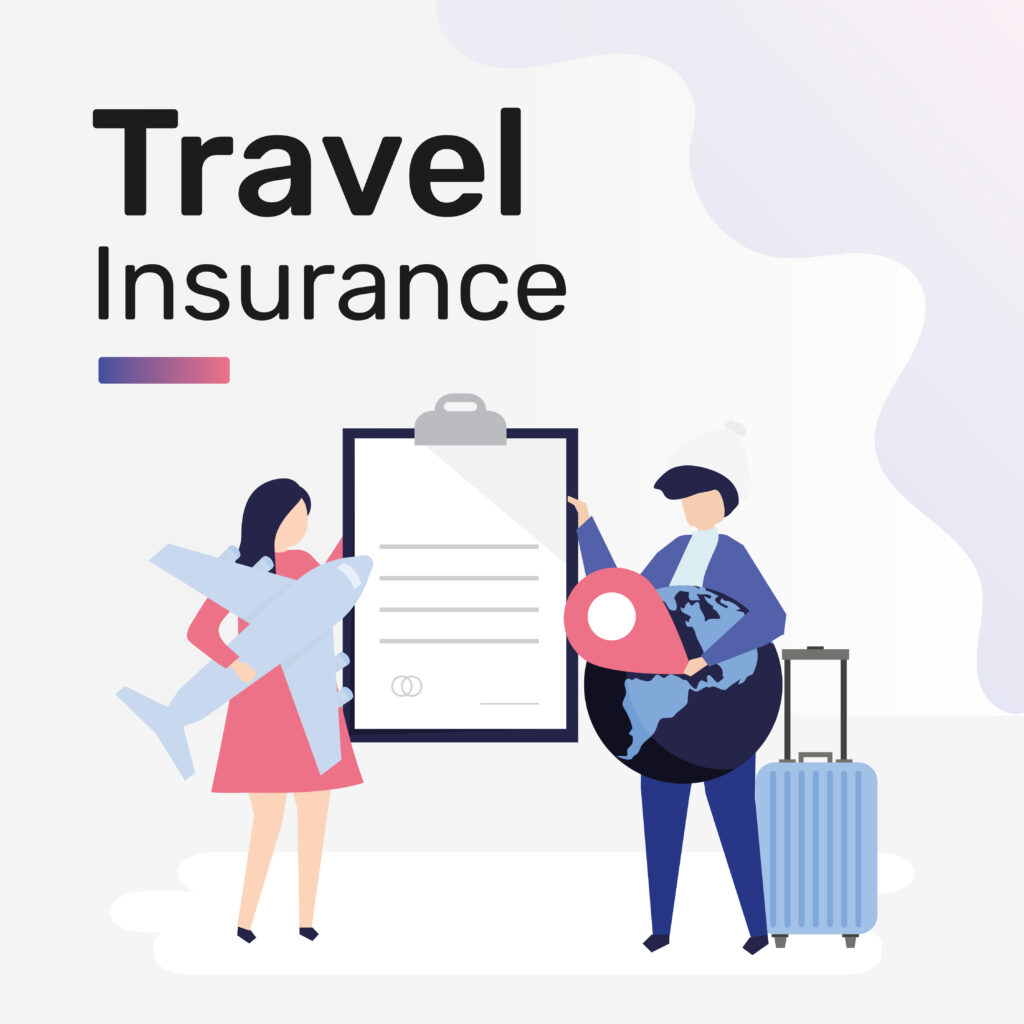 Travel insurance template vector for social media post